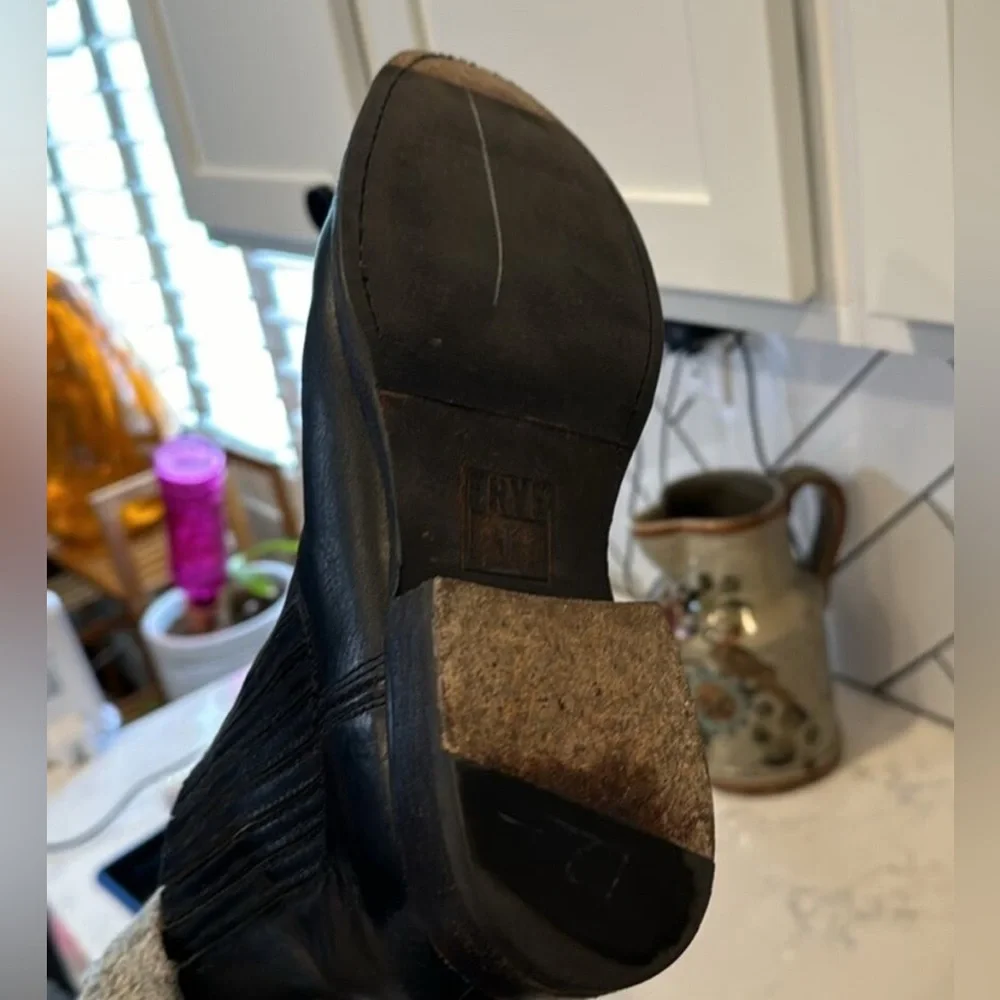 Frye Black Leather Chelsea Ankle Booties